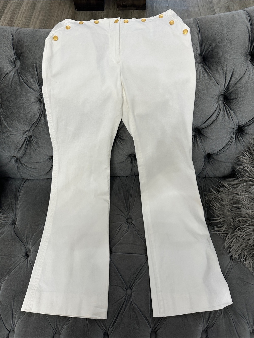 Dolce & Gabbana White Flared with Gold Buttons